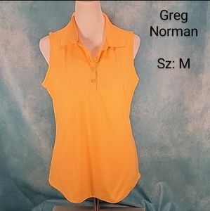"Greg Norman Play Dry Golf Sleeveless Polo w/ Paneled Sides